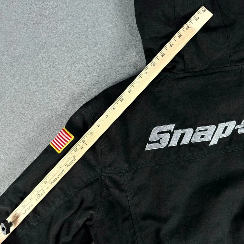 Snap On Tools Jacket XL Black‎ Utility RA Canvas Workwear Red Quilt Lined Heavy